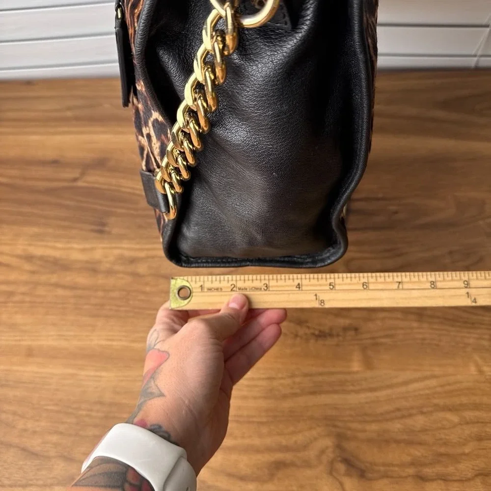 Michael Kors Hamilton Limited Edition Large Leopard Print Hair Calf Tote Black